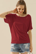 Load image into Gallery viewer, Ninexis Boat Neck Short Sleeve Ruched Side Top