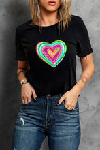 Load image into Gallery viewer, Heart Round Neck Short Sleeve T-Shirt