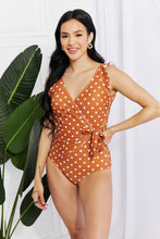 Load image into Gallery viewer, Marina West Swim Float On Ruffle Faux Wrap One-Piece in Terracotta