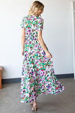 Load image into Gallery viewer, First Love Slit Printed Surplice Tie Waist Short Sleeve Dress