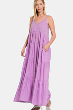 Load image into Gallery viewer, Zenana Frill Tiered V-Neck Maxi Cami Dress