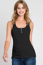 Load image into Gallery viewer, Ninexis Front Button Ribbed Round Neck Tank