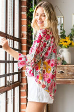 Load image into Gallery viewer, First Love Printed Tie Neck Flounce Sleeve Blouse