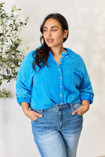 Load image into Gallery viewer, Zenana Washed Raw Trim Button Down Shirt