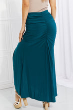 Load image into Gallery viewer, White Birch Up and Up Ruched Slit Maxi Skirt in Teal