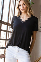 Load image into Gallery viewer, Heimish Lace Detail V-Neck Short Sleeve T-Shirt