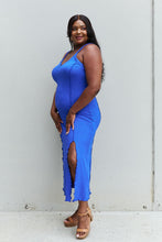 Load image into Gallery viewer, Culture Code Look At Me Notch Neck Maxi Dress with Slit in Cobalt Blue