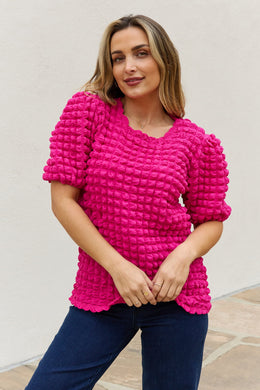 And The Why Bubble textured Puff Sleeve Top