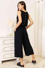 Load image into Gallery viewer, Double Take Buttoned Round Neck Tank and Wide Leg Pants Set