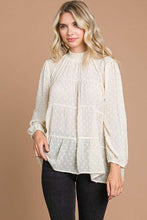 Load image into Gallery viewer, Culture Code Swiss Dot Smocked Mock Neck Blouse