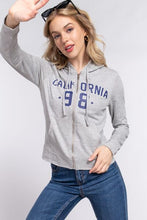 Load image into Gallery viewer, ACTIVE BASIC CALIFORNIA Zip Up Drawstring Long Sleeve Hoodie