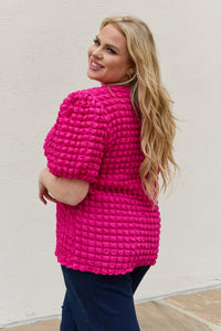 And The Why Bubble textured Puff Sleeve Top