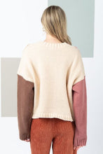 Load image into Gallery viewer, Very J Color Block Cable Knit Long Sleeve Sweater