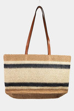 Load image into Gallery viewer, Fame Letter Graphic Striped Tote Bag