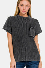 Load image into Gallery viewer, Zenana Pocketed Mock Neck Short Sleeve Sweater