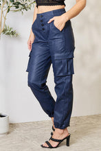 Load image into Gallery viewer, Kancan High Waist Faux Leather Cargo Joggers