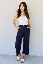 Load image into Gallery viewer, And The Why In The Mix Pleated Detail Linen Pants in Dark Navy
