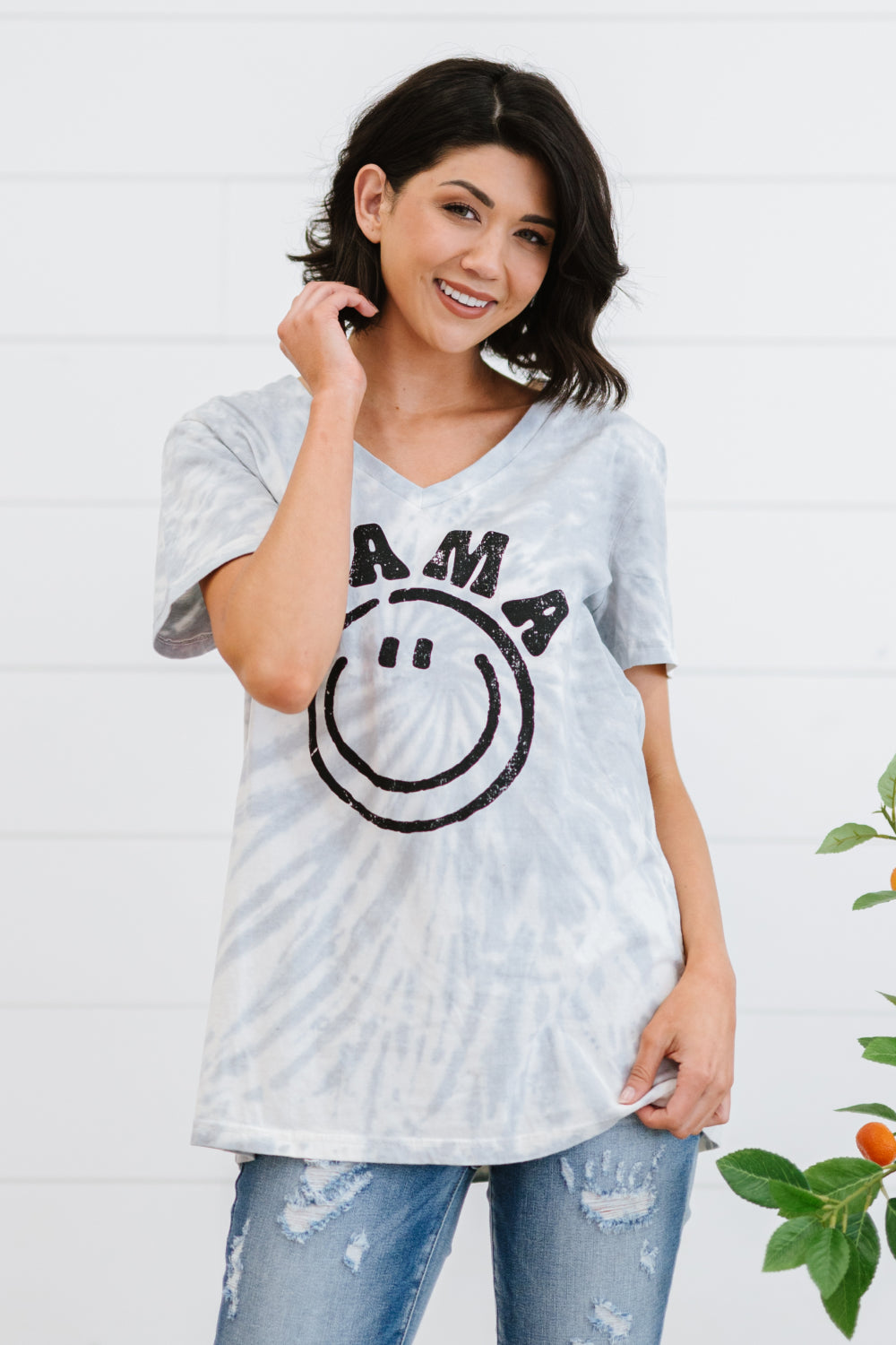 Sew In Love MAMA Smile Graphic Tie-Dye Tee Shirt