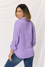 Load image into Gallery viewer, Zenana Texture Button Up Raw Hem Long Sleeve Shirt
