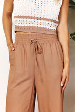 Load image into Gallery viewer, Double Take Drawstring Smocked Waist Wide Leg Pants