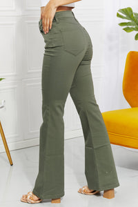 Zenana Clementine High-Rise Bootcut Jeans in Olive
