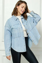 Load image into Gallery viewer, Veveret Button Up Dropped Shoulder Denim Top