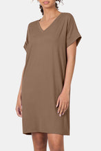 Load image into Gallery viewer, Zenana Rolled Short Sleeve V-Neck Dress