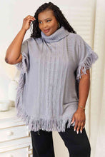 Load image into Gallery viewer, Justin Taylor Turtle Neck Fringe Poncho