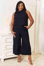 Load image into Gallery viewer, Double Take Buttoned Round Neck Tank and Wide Leg Pants Set