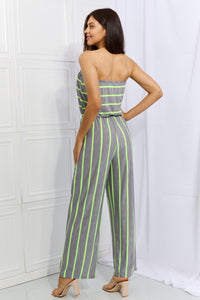 Sew In Love Pop Of Color Sleeveless Striped Jumpsuit
