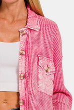 Load image into Gallery viewer, Zenana Waffle-Knit Button Up Dropped Shoulder Jacket