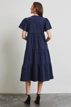 Load image into Gallery viewer, HEYSON Cotton Poplin Ruffled Tiered Midi Dress