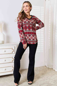 Heimish Snowflake Print Long Sleeve Top