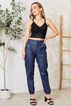 Load image into Gallery viewer, Kancan High Waist Faux Leather Cargo Joggers