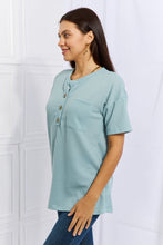 Load image into Gallery viewer, Heimish Made For You 1/4 Button Down Waffle Top in Blue