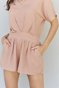 HEYSON Easy Going Front Pleated Romper in Dust Storm