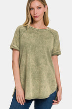 Load image into Gallery viewer, Zenana Heathered Round Neck Short Sleeve Blouse