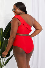 Load image into Gallery viewer, Marina West Swim Seaside Romance Ruffle One-Shoulder Bikini in Red