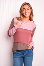 Load image into Gallery viewer, Heimish Color Block Exposed Seam Waffle-Knit Top