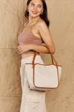 Load image into Gallery viewer, Fame Beach Chic Faux Leather Trim Tote Bag in Ochre