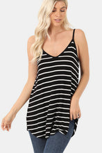 Load image into Gallery viewer, Zenana Striped V-Neck Curved Hem Cami