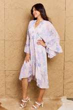 Load image into Gallery viewer, OneTheLand Take Me With You Floral Bell Sleeve Midi Dress in Blue
