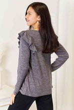Load image into Gallery viewer, Double Take Square Neck Ruffle Shoulder Long Sleeve T-Shirt
