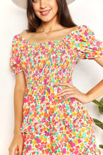 Load image into Gallery viewer, Double Take Smocked Sweetheart Neck Flounce Sleeve Mini Dress