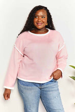 Load image into Gallery viewer, Double Take Contrast Detail Dropped Shoulder Knit Top