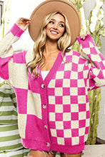 Load image into Gallery viewer, BiBi Button Up Checkered Contrast Cardigan