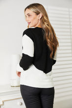 Load image into Gallery viewer, Double Take Two-Tone Openwork Rib-Knit Sweater