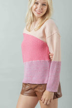 Load image into Gallery viewer, Very J Color Block Long Sleeve Sweater