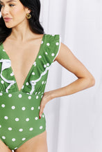 Load image into Gallery viewer, Marina West Swim Moonlit Dip Ruffle Plunge Swimsuit in Mid Green