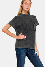 Load image into Gallery viewer, Zenana Pocketed Mock Neck Short Sleeve Sweater